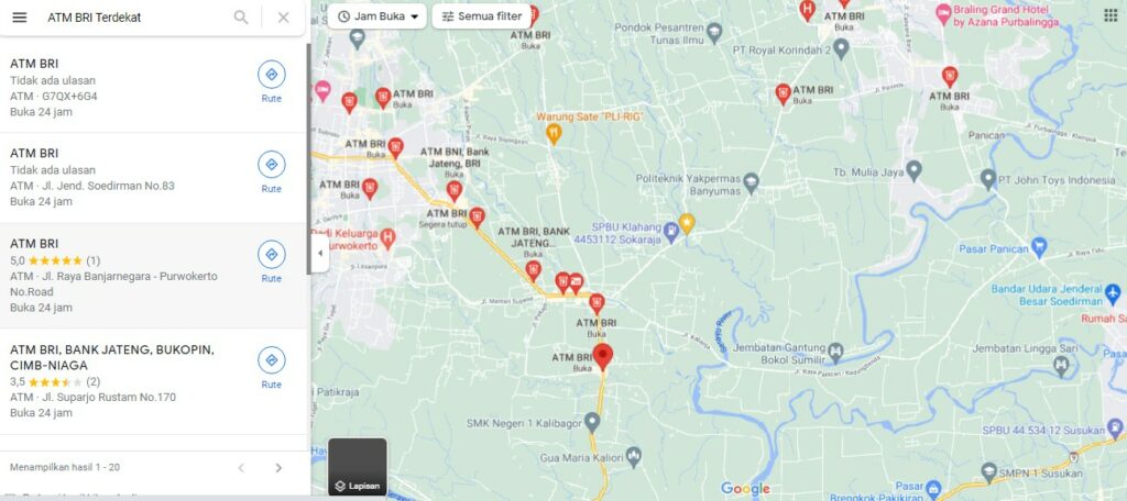 Cara Mencari ATM BRI di Aplikasi Google Maps
