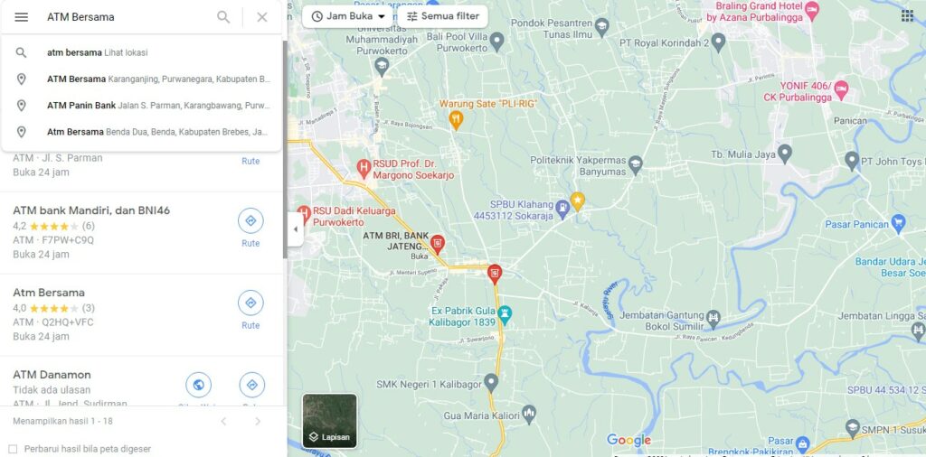Cara Mencari ATM Bersama Terdekat Melalui Google Map