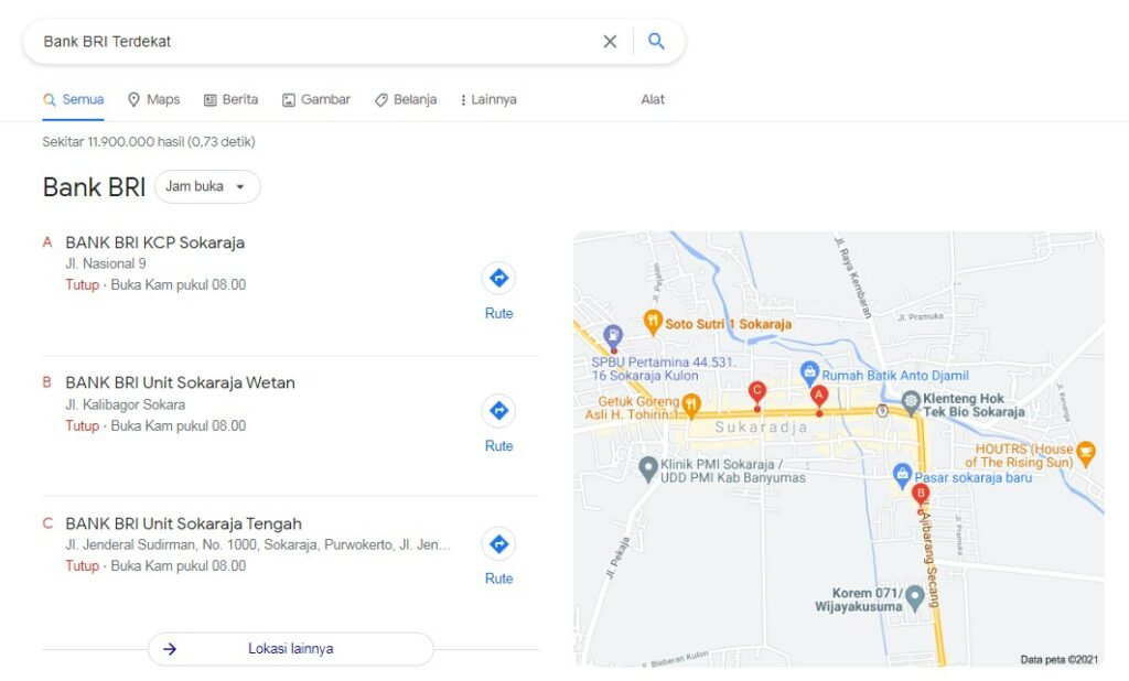 Cara Mencari Bank BRI Terdekat Dengan Google Search