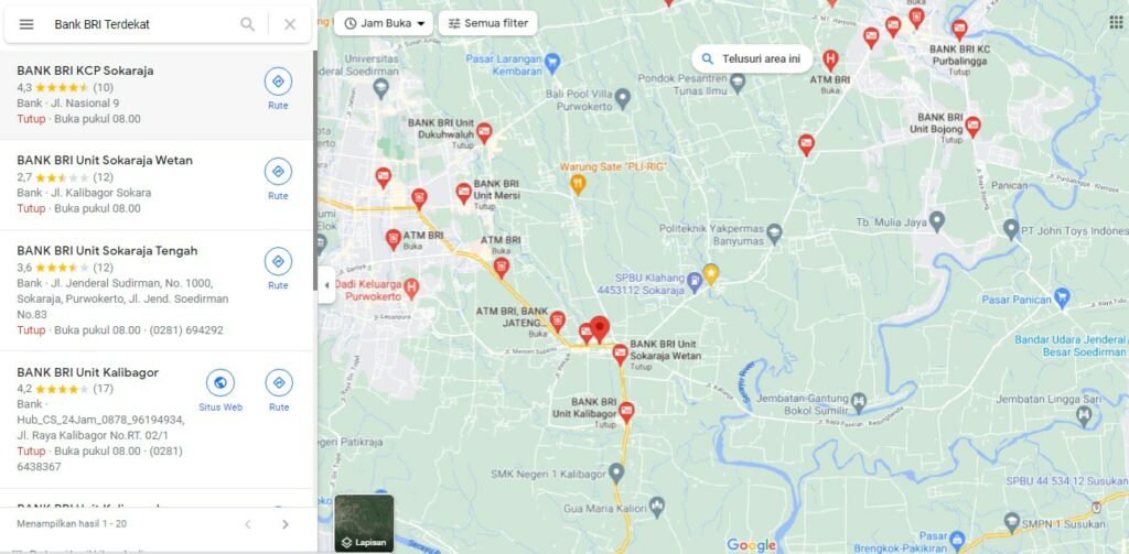 Bank Bri Terdekat Dari Lokasi Saya Sekarang Melalui Aplikasi Google Maps