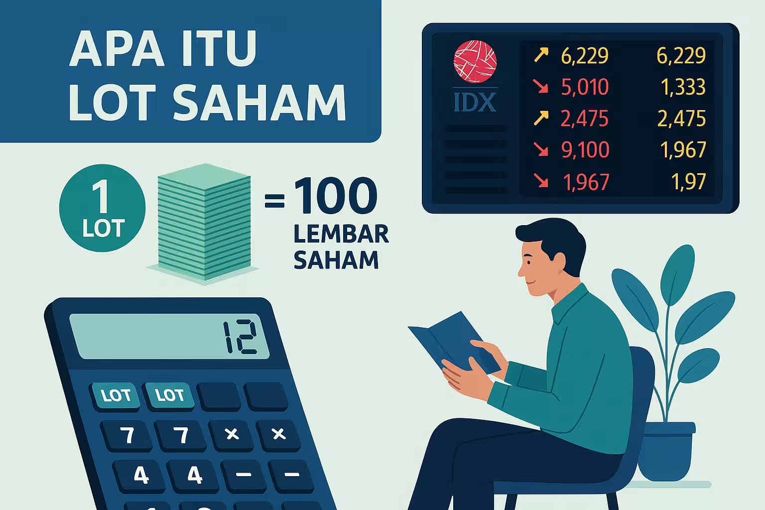 Apa itu lot saham - infografik edukasi sistem lot 1 lot = 100 lembar saham di Bursa Efek Indonesia