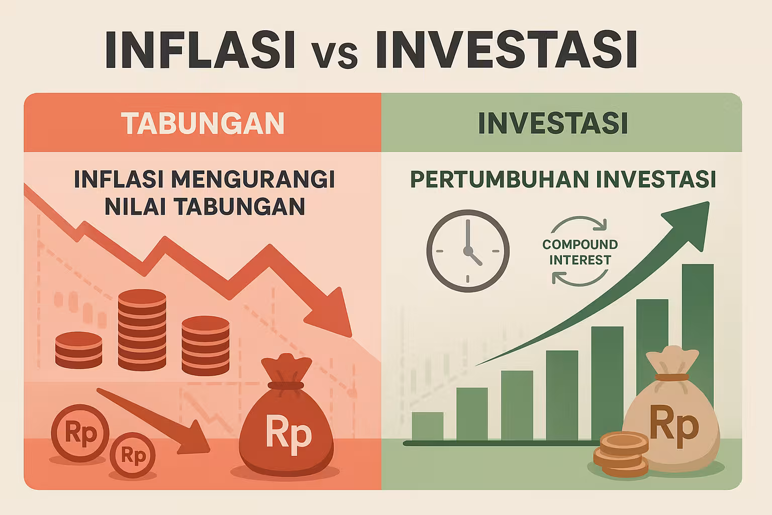Dampak inflasi terhadap tabungan vs pertumbuhan investasi - perbandingan finansial Indonesia