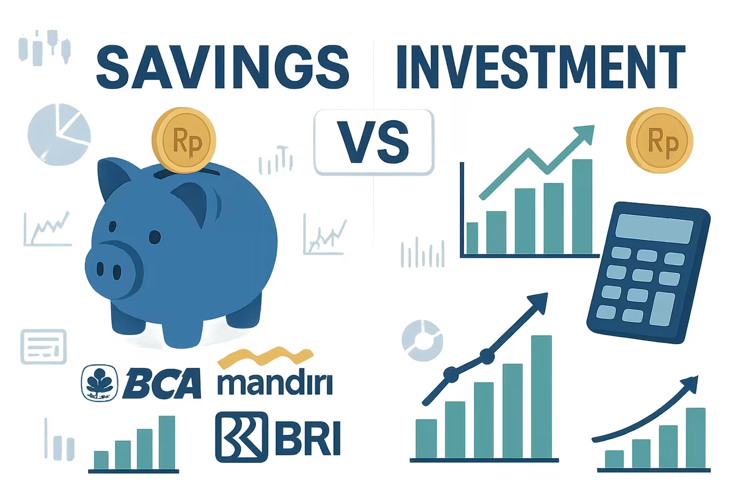 Perbedaan tabungan dan investasi - infografik perbandingan produk keuangan Indonesia