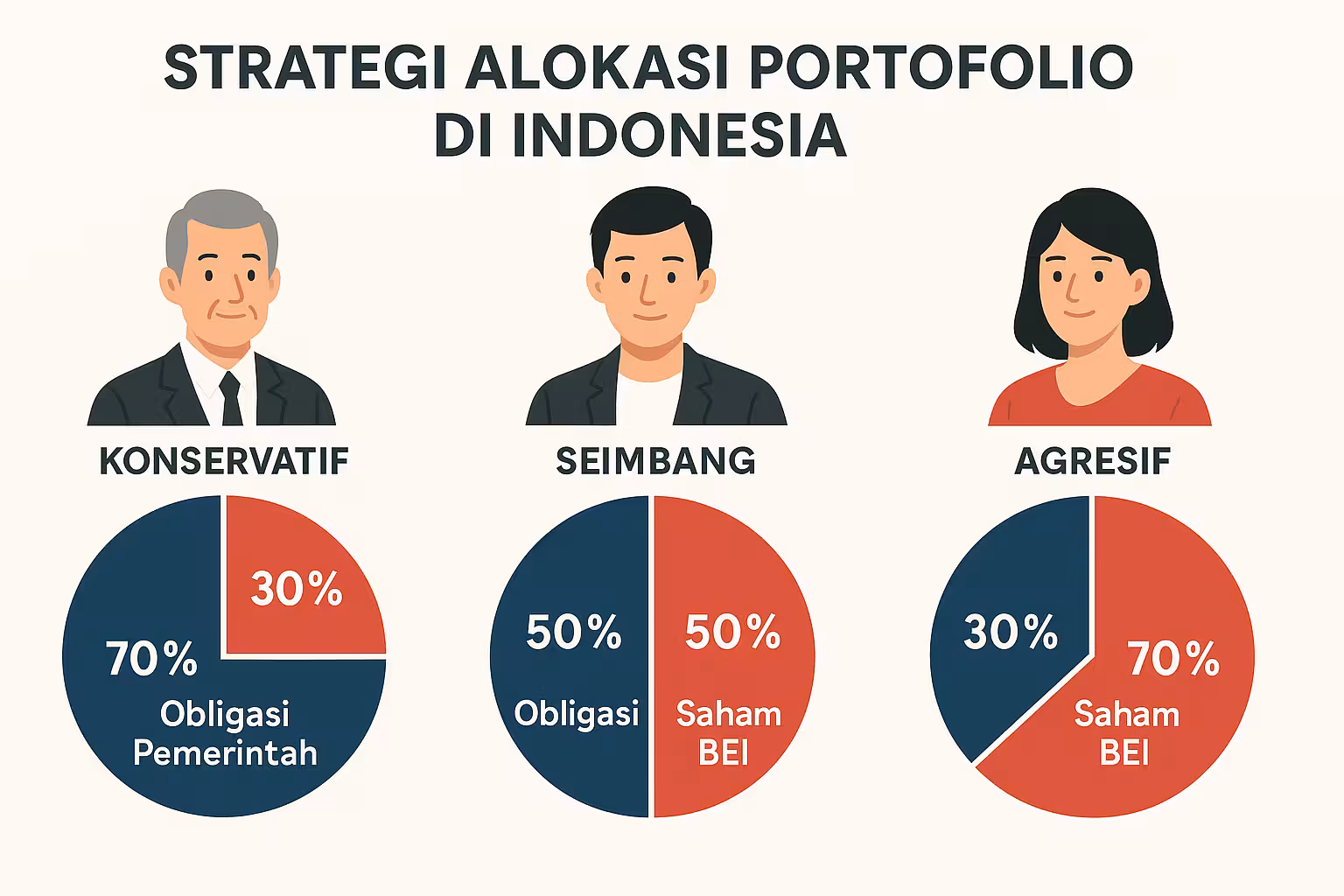 Strategi alokasi portfolio Indonesia - kombinasi saham dan obligasi berdasarkan profil risiko dan usia