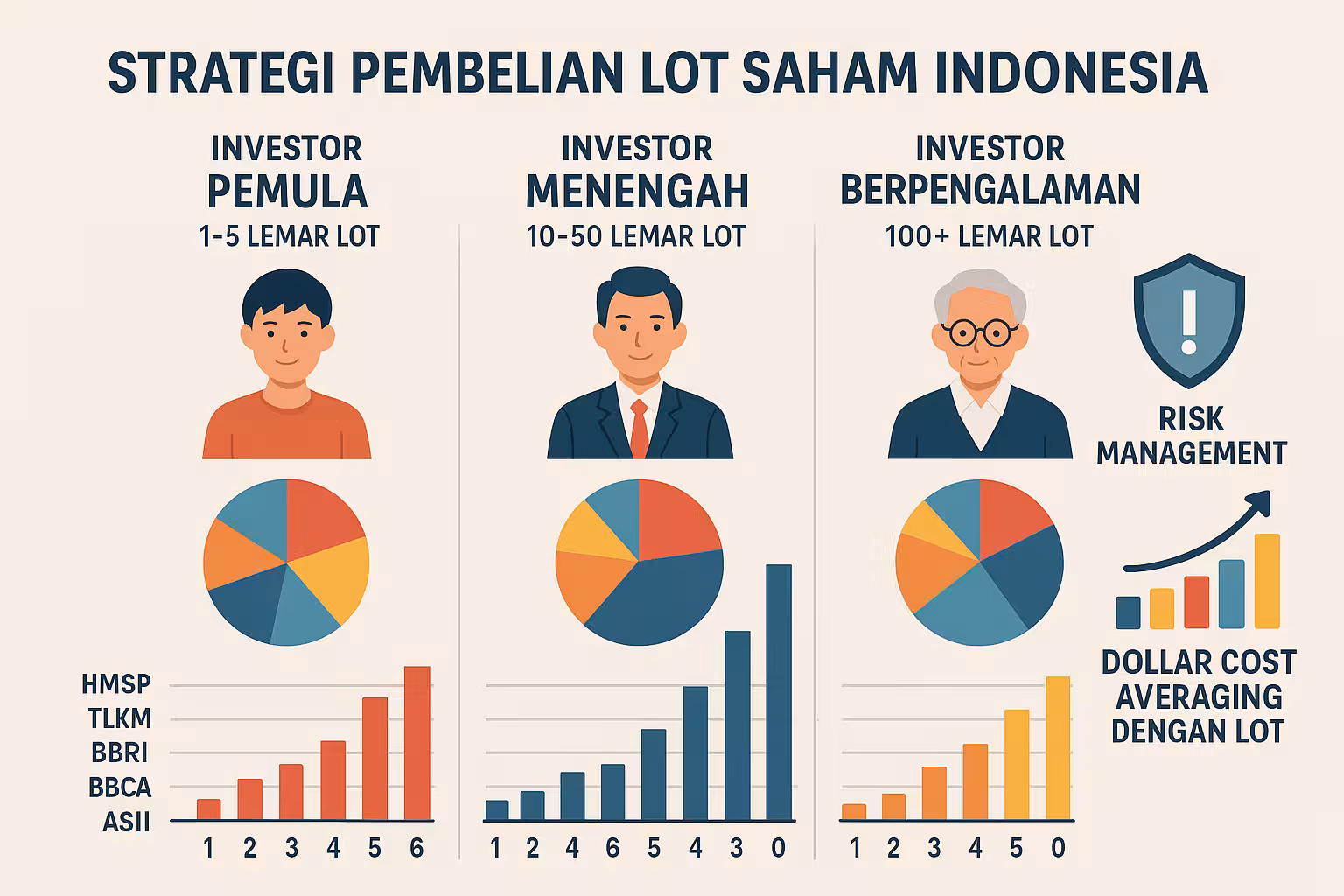 Strategi pembelian lot saham Indonesia untuk berbagai profil investor dari pemula hingga berpengalaman